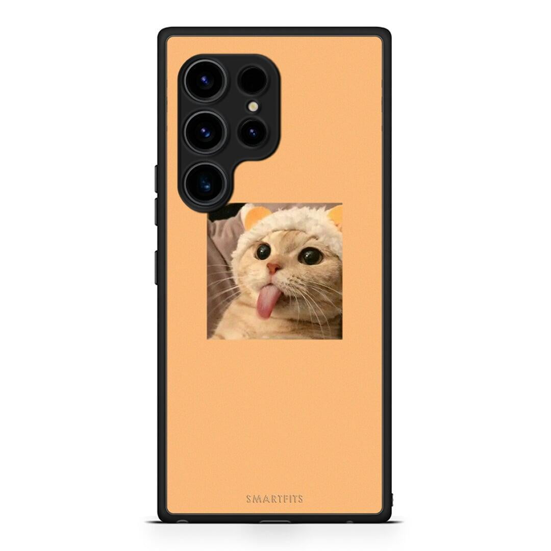 Θήκη Samsung Galaxy S23 Ultra Cat Tongue από τη Smartfits με σχέδιο στο πίσω μέρος και μαύρο περίβλημα | Samsung Galaxy S23 Ultra Cat Tongue Case with Colorful Back and Black Bezels