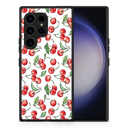 Θήκη Samsung Galaxy S23 Ultra Cherry Summer από τη Smartfits με σχέδιο στο πίσω μέρος και μαύρο περίβλημα | Samsung Galaxy S23 Ultra Cherry Summer Case with Colorful Back and Black Bezels