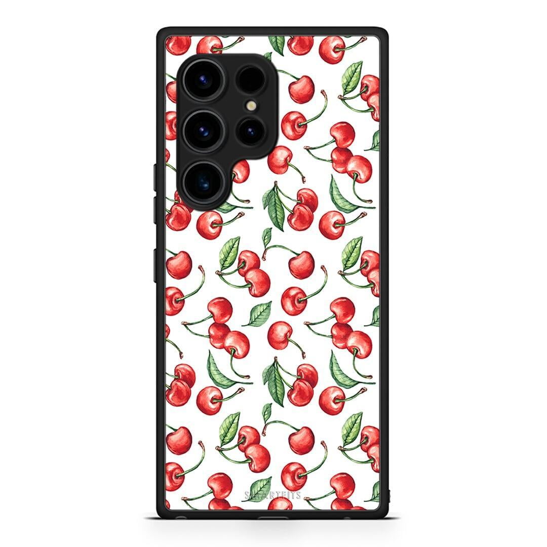 Θήκη Samsung Galaxy S23 Ultra Cherry Summer από τη Smartfits με σχέδιο στο πίσω μέρος και μαύρο περίβλημα | Samsung Galaxy S23 Ultra Cherry Summer Case with Colorful Back and Black Bezels