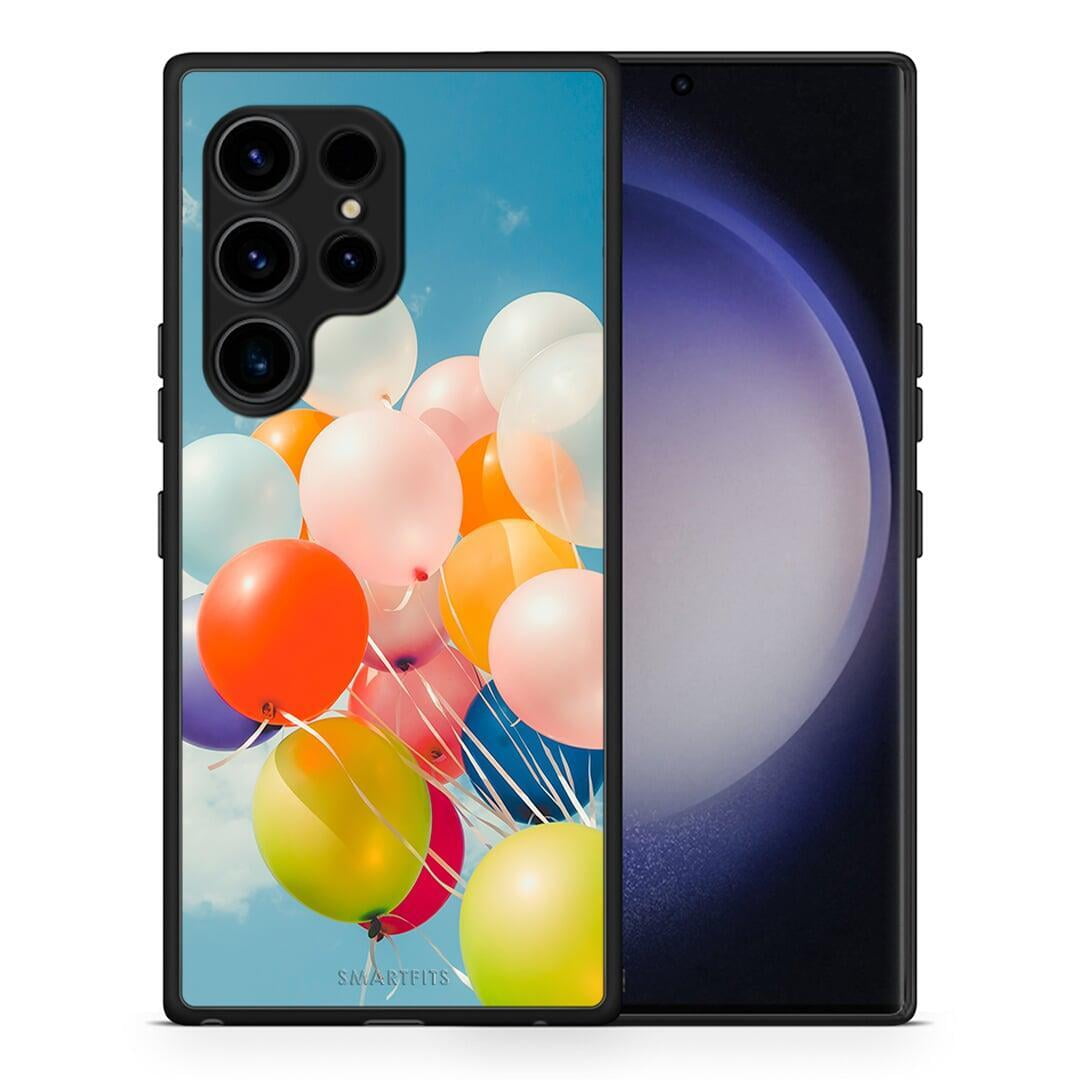Θήκη Samsung Galaxy S23 Ultra Colorful Balloons από τη Smartfits με σχέδιο στο πίσω μέρος και μαύρο περίβλημα | Samsung Galaxy S23 Ultra Colorful Balloons Case with Colorful Back and Black Bezels