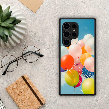 Θήκη Samsung Galaxy S23 Ultra Colorful Balloons από τη Smartfits με σχέδιο στο πίσω μέρος και μαύρο περίβλημα | Samsung Galaxy S23 Ultra Colorful Balloons Case with Colorful Back and Black Bezels