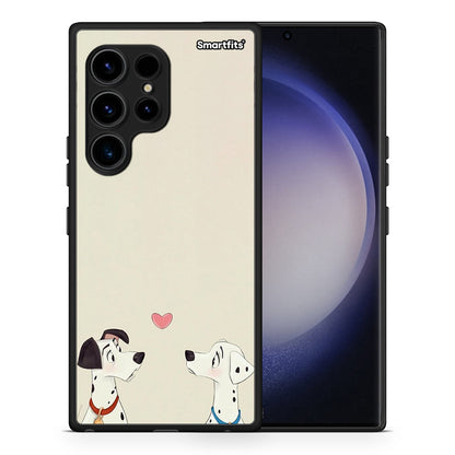Θήκη Samsung Galaxy S23 Ultra Dalmatians Love από τη Smartfits με σχέδιο στο πίσω μέρος και μαύρο περίβλημα | Samsung Galaxy S23 Ultra Dalmatians Love Case with Colorful Back and Black Bezels