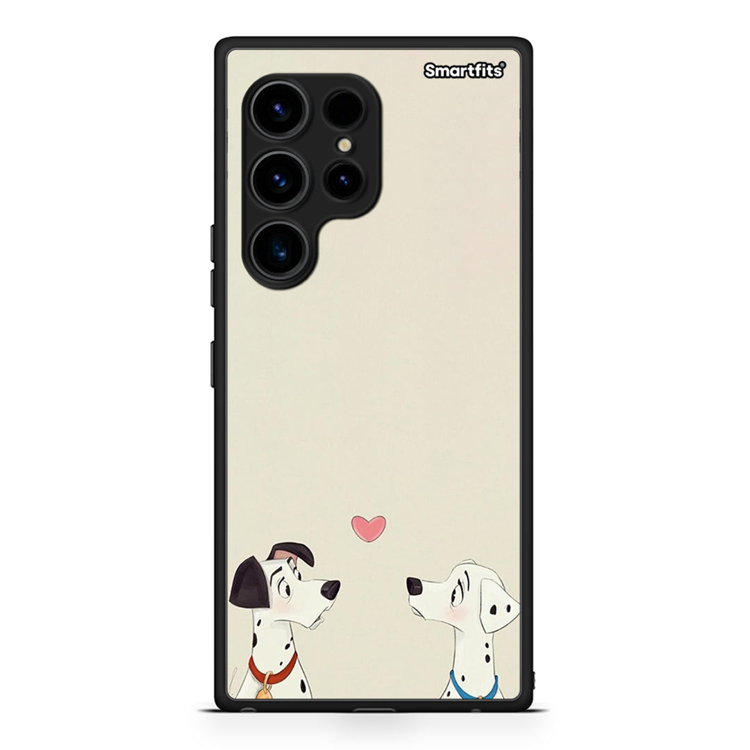 Θήκη Samsung Galaxy S23 Ultra Dalmatians Love από τη Smartfits με σχέδιο στο πίσω μέρος και μαύρο περίβλημα | Samsung Galaxy S23 Ultra Dalmatians Love Case with Colorful Back and Black Bezels