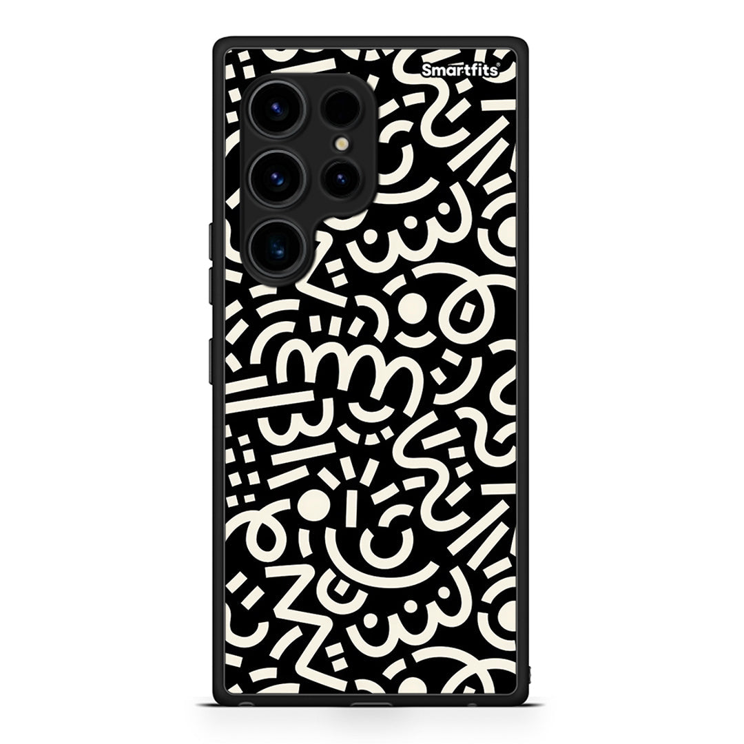 Θήκη Samsung Galaxy S23 Ultra Doodle Art από τη Smartfits με σχέδιο στο πίσω μέρος και μαύρο περίβλημα | Samsung Galaxy S23 Ultra Doodle Art Case with Colorful Back and Black Bezels