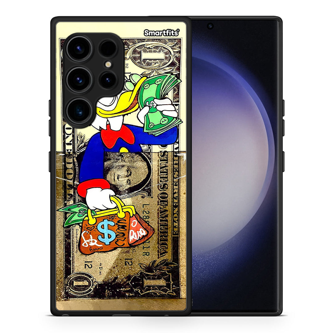 Θήκη Samsung Galaxy S23 Ultra Duck Money από τη Smartfits με σχέδιο στο πίσω μέρος και μαύρο περίβλημα | Samsung Galaxy S23 Ultra Duck Money Case with Colorful Back and Black Bezels