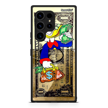 Θήκη Samsung Galaxy S23 Ultra Duck Money από τη Smartfits με σχέδιο στο πίσω μέρος και μαύρο περίβλημα | Samsung Galaxy S23 Ultra Duck Money Case with Colorful Back and Black Bezels