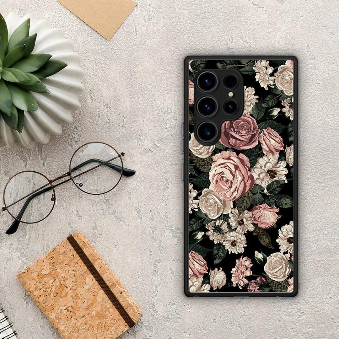 Θήκη Samsung Galaxy S23 Ultra Flower Wild Roses από τη Smartfits με σχέδιο στο πίσω μέρος και μαύρο περίβλημα | Samsung Galaxy S23 Ultra Flower Wild Roses Case with Colorful Back and Black Bezels