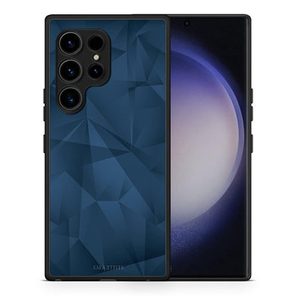 Θήκη Samsung Galaxy S23 Ultra Geometric Blue Abstract από τη Smartfits με σχέδιο στο πίσω μέρος και μαύρο περίβλημα | Samsung Galaxy S23 Ultra Geometric Blue Abstract Case with Colorful Back and Black Bezels