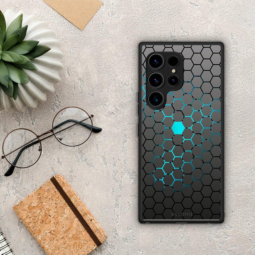 Θήκη Samsung Galaxy S23 Ultra Geometric Hexagonal από τη Smartfits με σχέδιο στο πίσω μέρος και μαύρο περίβλημα | Samsung Galaxy S23 Ultra Geometric Hexagonal Case with Colorful Back and Black Bezels