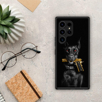Θήκη Samsung Galaxy S23 Ultra Golden Gun από τη Smartfits με σχέδιο στο πίσω μέρος και μαύρο περίβλημα | Samsung Galaxy S23 Ultra Golden Gun Case with Colorful Back and Black Bezels