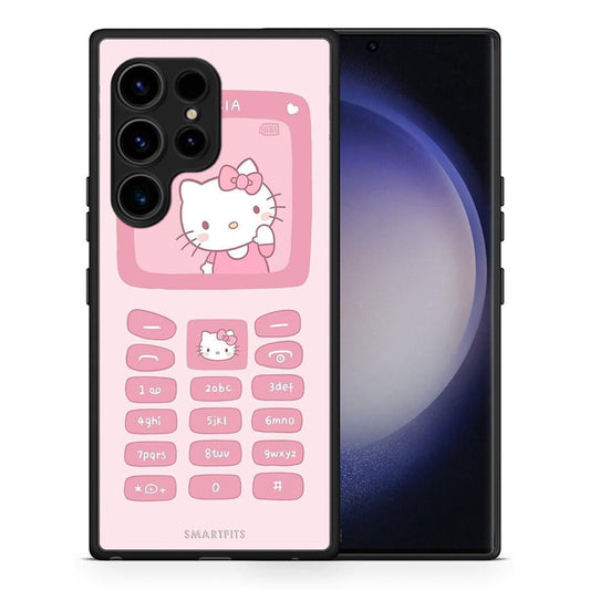 Θήκη Samsung Galaxy S23 Ultra Hello Kitten από τη Smartfits με σχέδιο στο πίσω μέρος και μαύρο περίβλημα | Samsung Galaxy S23 Ultra Hello Kitten Case with Colorful Back and Black Bezels