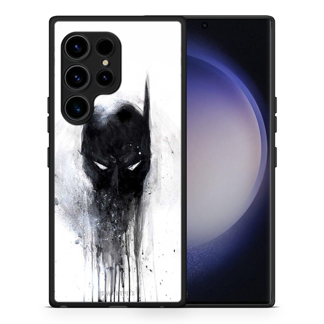 Θήκη Samsung Galaxy S23 Ultra Hero Paint Bat από τη Smartfits με σχέδιο στο πίσω μέρος και μαύρο περίβλημα | Samsung Galaxy S23 Ultra Hero Paint Bat Case with Colorful Back and Black Bezels