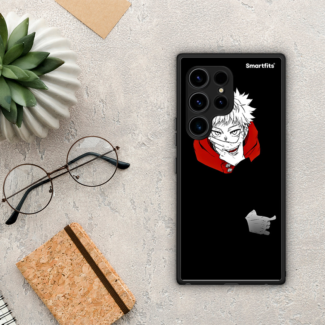 Θήκη Samsung Galaxy S23 Ultra Itadori Anime από τη Smartfits με σχέδιο στο πίσω μέρος και μαύρο περίβλημα | Samsung Galaxy S23 Ultra Itadori Anime Case with Colorful Back and Black Bezels