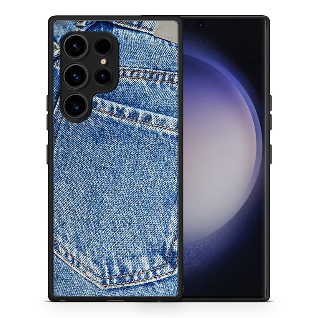 Θήκη Samsung Galaxy S23 Ultra Jeans Pocket από τη Smartfits με σχέδιο στο πίσω μέρος και μαύρο περίβλημα | Samsung Galaxy S23 Ultra Jeans Pocket Case with Colorful Back and Black Bezels