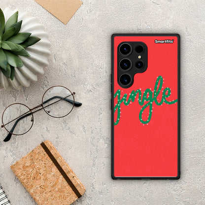 Θήκη Samsung Galaxy S23 Ultra Jingle Xmas από τη Smartfits με σχέδιο στο πίσω μέρος και μαύρο περίβλημα | Samsung Galaxy S23 Ultra Jingle Xmas Case with Colorful Back and Black Bezels