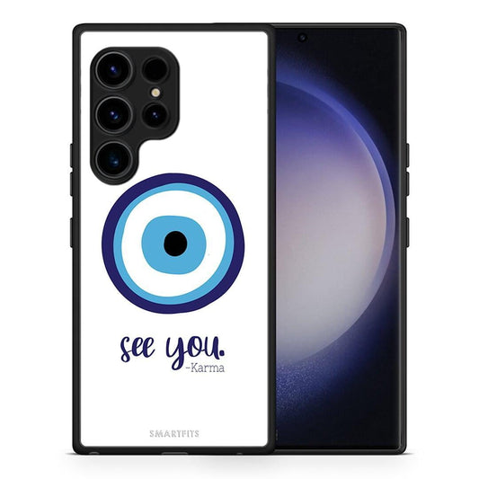 Θήκη Samsung Galaxy S23 Ultra Karma Says από τη Smartfits με σχέδιο στο πίσω μέρος και μαύρο περίβλημα | Samsung Galaxy S23 Ultra Karma Says Case with Colorful Back and Black Bezels