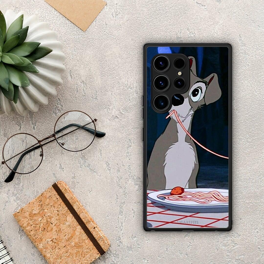 Θήκη Samsung Galaxy S23 Ultra Lady And Tramp 1 από τη Smartfits με σχέδιο στο πίσω μέρος και μαύρο περίβλημα | Samsung Galaxy S23 Ultra Lady And Tramp 1 Case with Colorful Back and Black Bezels