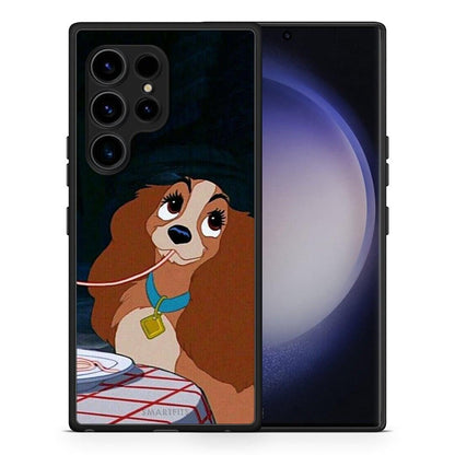 Θήκη Samsung Galaxy S23 Ultra Lady And Tramp 2 από τη Smartfits με σχέδιο στο πίσω μέρος και μαύρο περίβλημα | Samsung Galaxy S23 Ultra Lady And Tramp 2 Case with Colorful Back and Black Bezels