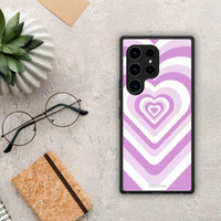 Thumbnail for Θήκη Samsung Galaxy S23 Ultra Lilac Hearts από τη Smartfits με σχέδιο στο πίσω μέρος και μαύρο περίβλημα | Samsung Galaxy S23 Ultra Lilac Hearts Case with Colorful Back and Black Bezels