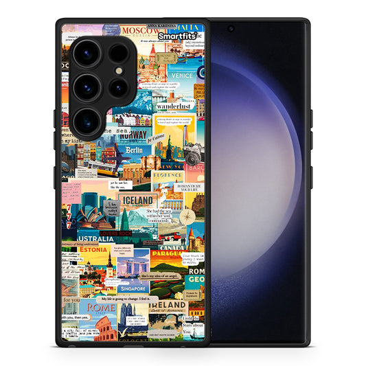 Θήκη Samsung Galaxy S23 Ultra Live To Travel από τη Smartfits με σχέδιο στο πίσω μέρος και μαύρο περίβλημα | Samsung Galaxy S23 Ultra Live To Travel Case with Colorful Back and Black Bezels