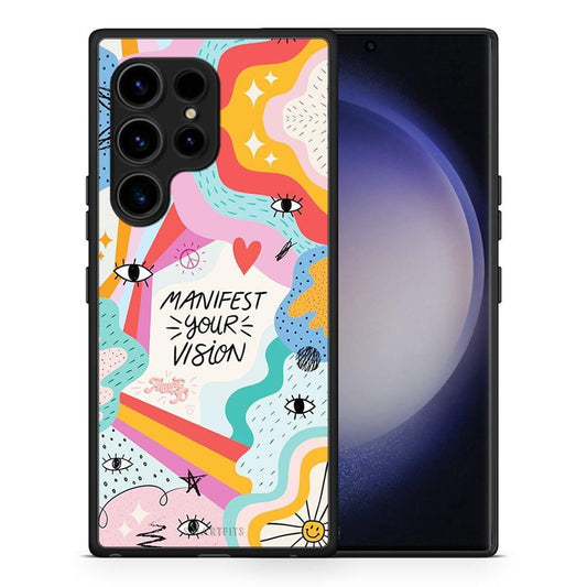 Θήκη Samsung Galaxy S23 Ultra Manifest Your Vision από τη Smartfits με σχέδιο στο πίσω μέρος και μαύρο περίβλημα | Samsung Galaxy S23 Ultra Manifest Your Vision Case with Colorful Back and Black Bezels