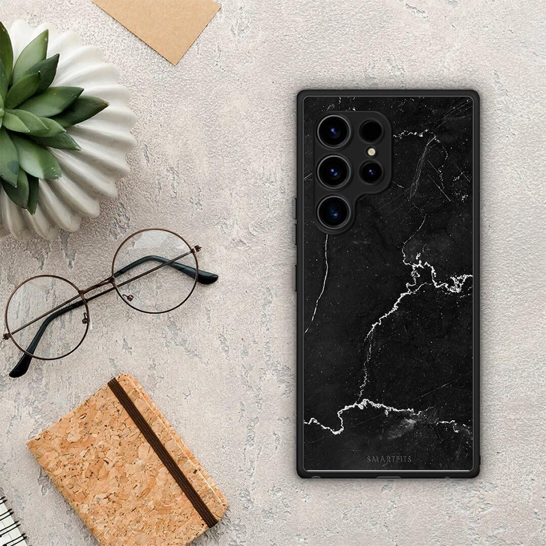 Θήκη Samsung Galaxy S23 Ultra Marble Black από τη Smartfits με σχέδιο στο πίσω μέρος και μαύρο περίβλημα | Samsung Galaxy S23 Ultra Marble Black Case with Colorful Back and Black Bezels