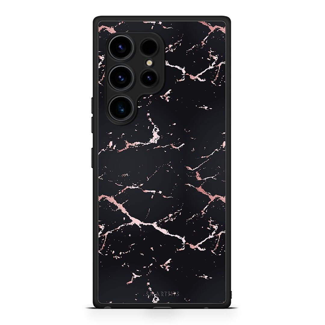 Θήκη Samsung Galaxy S23 Ultra Marble Black Rosegold από τη Smartfits με σχέδιο στο πίσω μέρος και μαύρο περίβλημα | Samsung Galaxy S23 Ultra Marble Black Rosegold Case with Colorful Back and Black Bezels