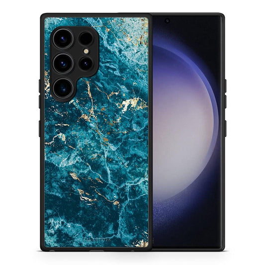 Θήκη Samsung Galaxy S23 Ultra Marble Blue από τη Smartfits με σχέδιο στο πίσω μέρος και μαύρο περίβλημα | Samsung Galaxy S23 Ultra Marble Blue Case with Colorful Back and Black Bezels