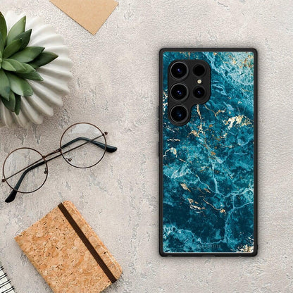 Θήκη Samsung Galaxy S23 Ultra Marble Blue από τη Smartfits με σχέδιο στο πίσω μέρος και μαύρο περίβλημα | Samsung Galaxy S23 Ultra Marble Blue Case with Colorful Back and Black Bezels