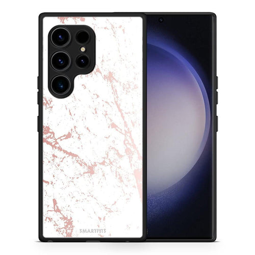 Θήκη Samsung Galaxy S23 Ultra Marble Pink Splash από τη Smartfits με σχέδιο στο πίσω μέρος και μαύρο περίβλημα | Samsung Galaxy S23 Ultra Marble Pink Splash Case with Colorful Back and Black Bezels