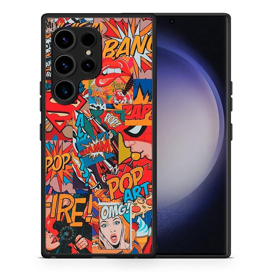 Θήκη Samsung Galaxy S23 Ultra PopArt OMG από τη Smartfits με σχέδιο στο πίσω μέρος και μαύρο περίβλημα | Samsung Galaxy S23 Ultra PopArt OMG Case with Colorful Back and Black Bezels