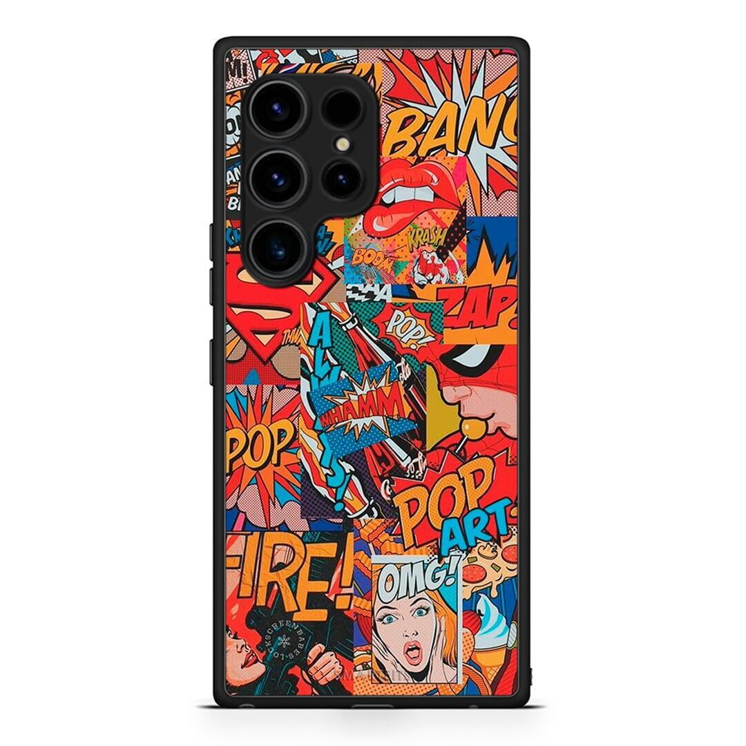 Θήκη Samsung Galaxy S23 Ultra PopArt OMG από τη Smartfits με σχέδιο στο πίσω μέρος και μαύρο περίβλημα | Samsung Galaxy S23 Ultra PopArt OMG Case with Colorful Back and Black Bezels