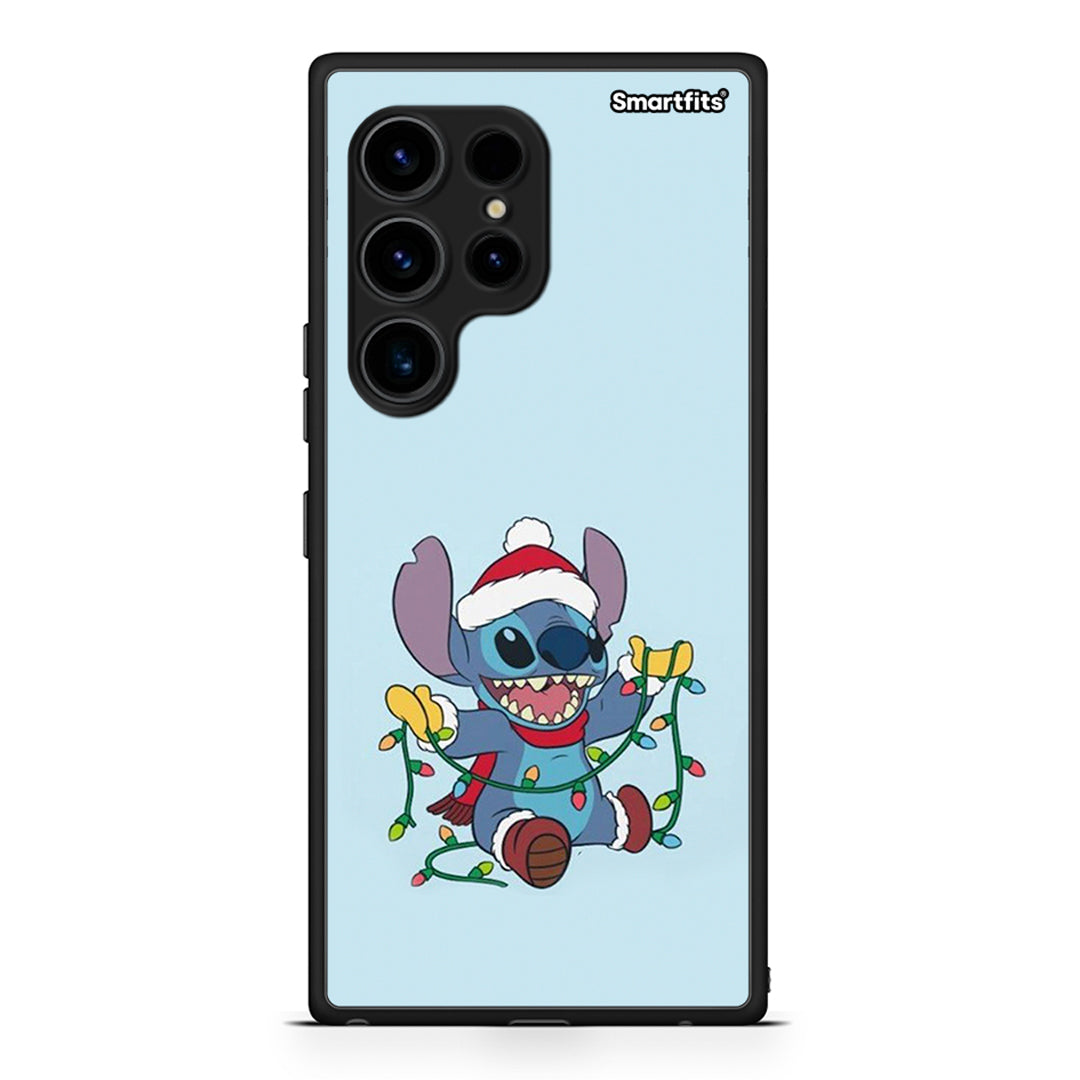 Θήκη Samsung Galaxy S23 Ultra Santa Stich από τη Smartfits με σχέδιο στο πίσω μέρος και μαύρο περίβλημα | Samsung Galaxy S23 Ultra Santa Stich Case with Colorful Back and Black Bezels