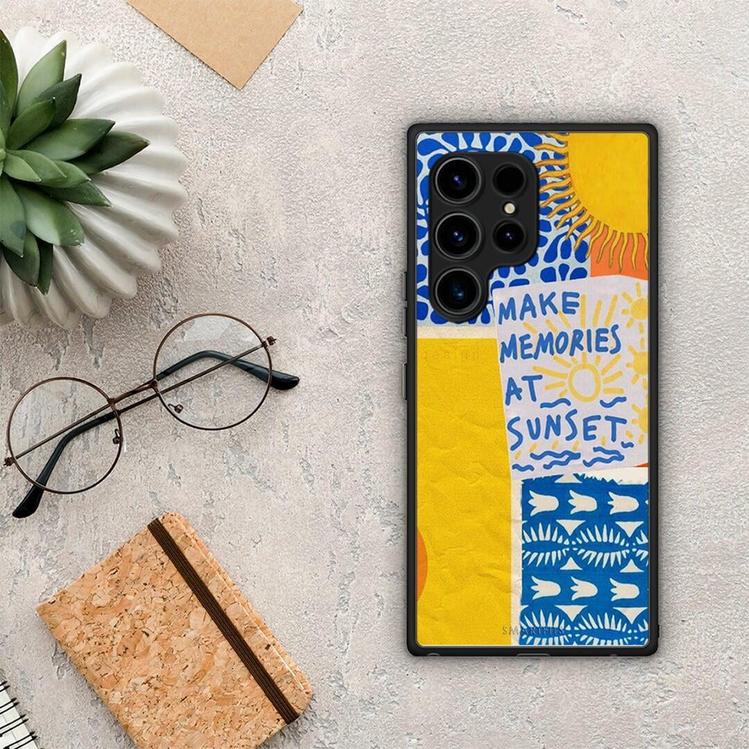 Θήκη Samsung Galaxy S23 Ultra Sunset Memories από τη Smartfits με σχέδιο στο πίσω μέρος και μαύρο περίβλημα | Samsung Galaxy S23 Ultra Sunset Memories Case with Colorful Back and Black Bezels