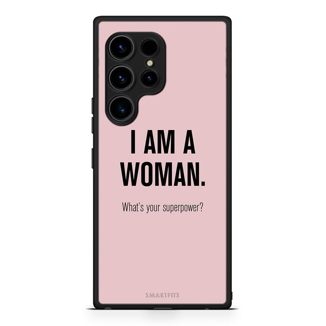 Θήκη Samsung Galaxy S23 Ultra Superpower Woman από τη Smartfits με σχέδιο στο πίσω μέρος και μαύρο περίβλημα | Samsung Galaxy S23 Ultra Superpower Woman Case with Colorful Back and Black Bezels