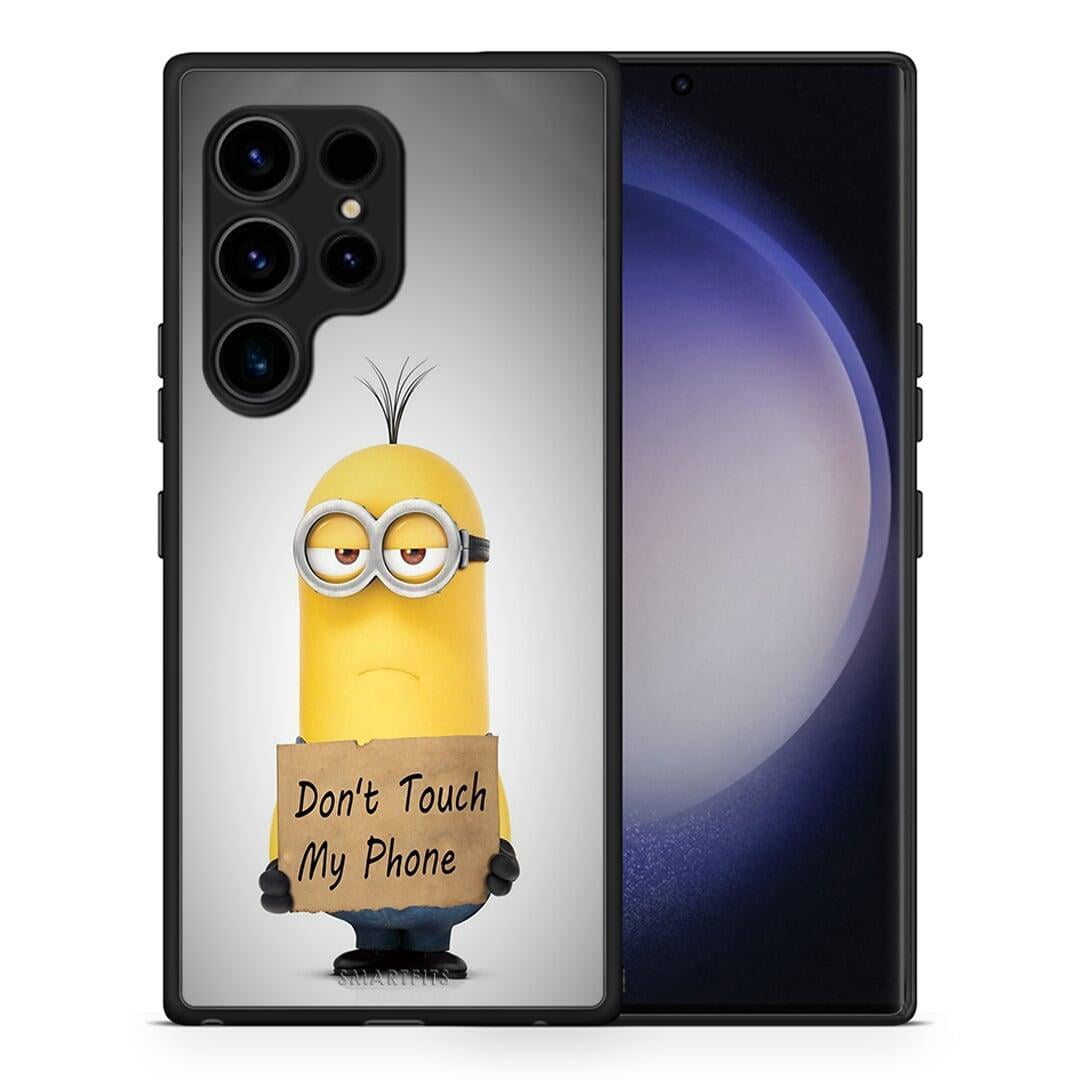 Θήκη Samsung Galaxy S23 Ultra Text Minion από τη Smartfits με σχέδιο στο πίσω μέρος και μαύρο περίβλημα | Samsung Galaxy S23 Ultra Text Minion Case with Colorful Back and Black Bezels