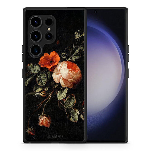 Θήκη Samsung Galaxy S23 Ultra Vintage Roses από τη Smartfits με σχέδιο στο πίσω μέρος και μαύρο περίβλημα | Samsung Galaxy S23 Ultra Vintage Roses Case with Colorful Back and Black Bezels