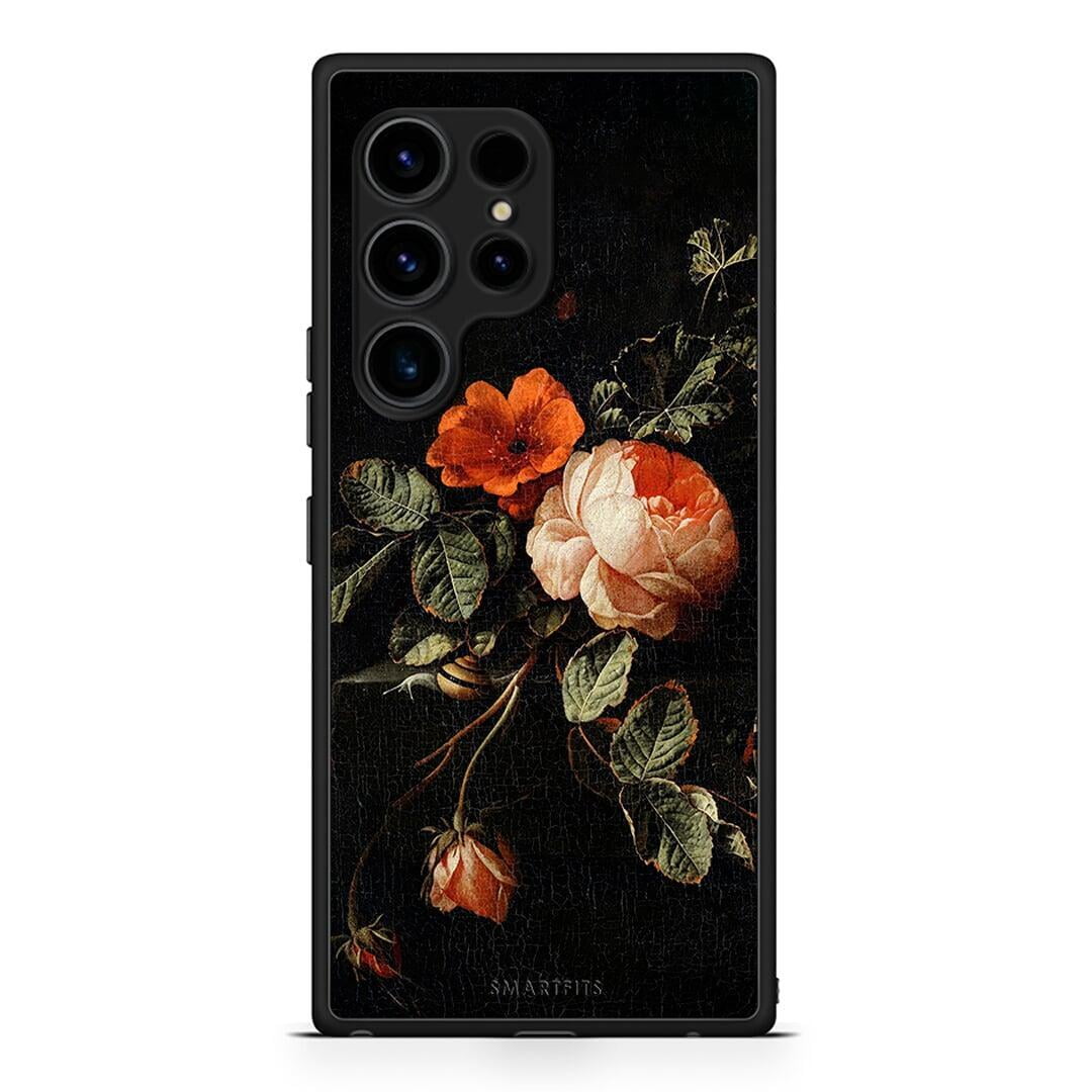 Θήκη Samsung Galaxy S23 Ultra Vintage Roses από τη Smartfits με σχέδιο στο πίσω μέρος και μαύρο περίβλημα | Samsung Galaxy S23 Ultra Vintage Roses Case with Colorful Back and Black Bezels