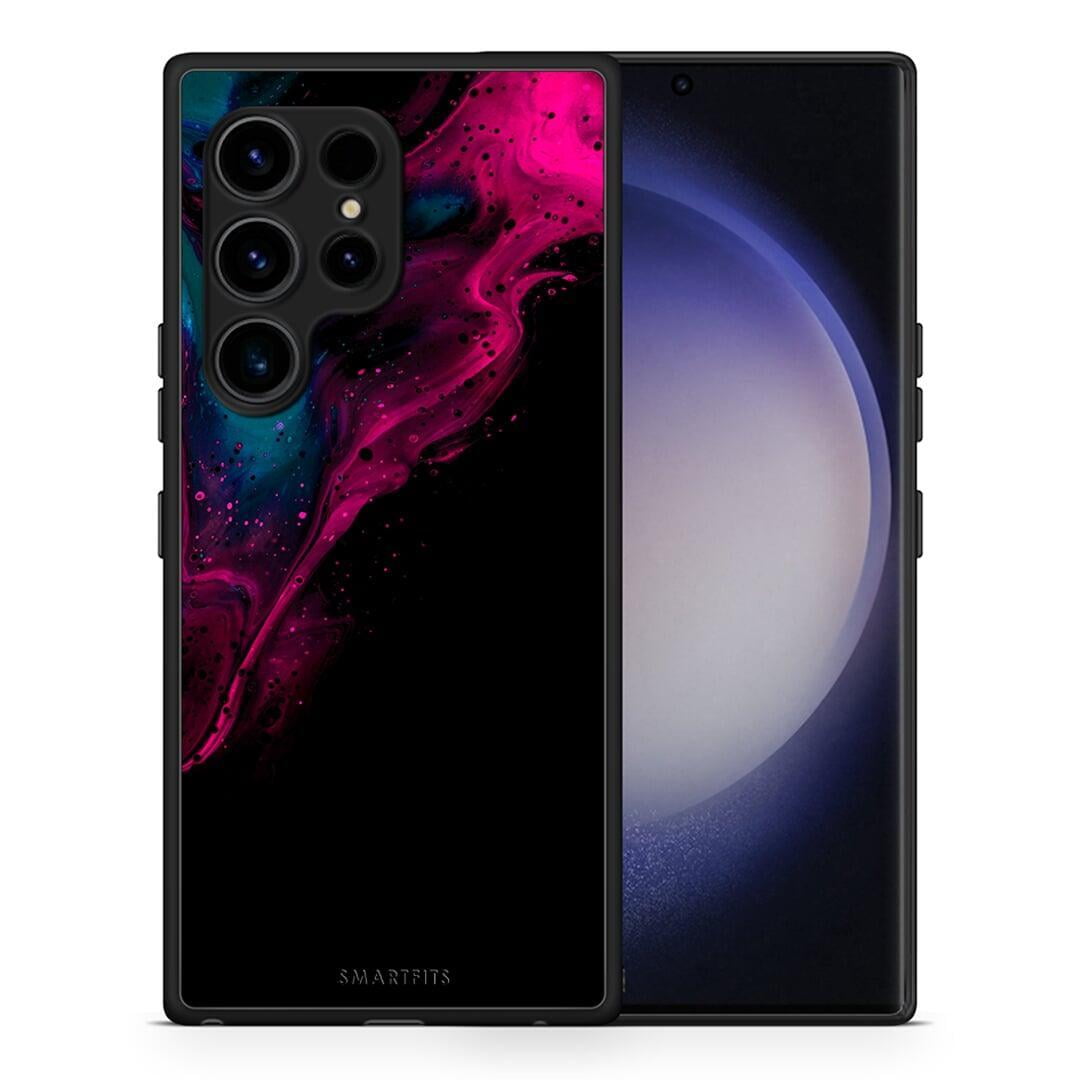 Θήκη Samsung Galaxy S23 Ultra Watercolor Pink Black από τη Smartfits με σχέδιο στο πίσω μέρος και μαύρο περίβλημα | Samsung Galaxy S23 Ultra Watercolor Pink Black Case with Colorful Back and Black Bezels