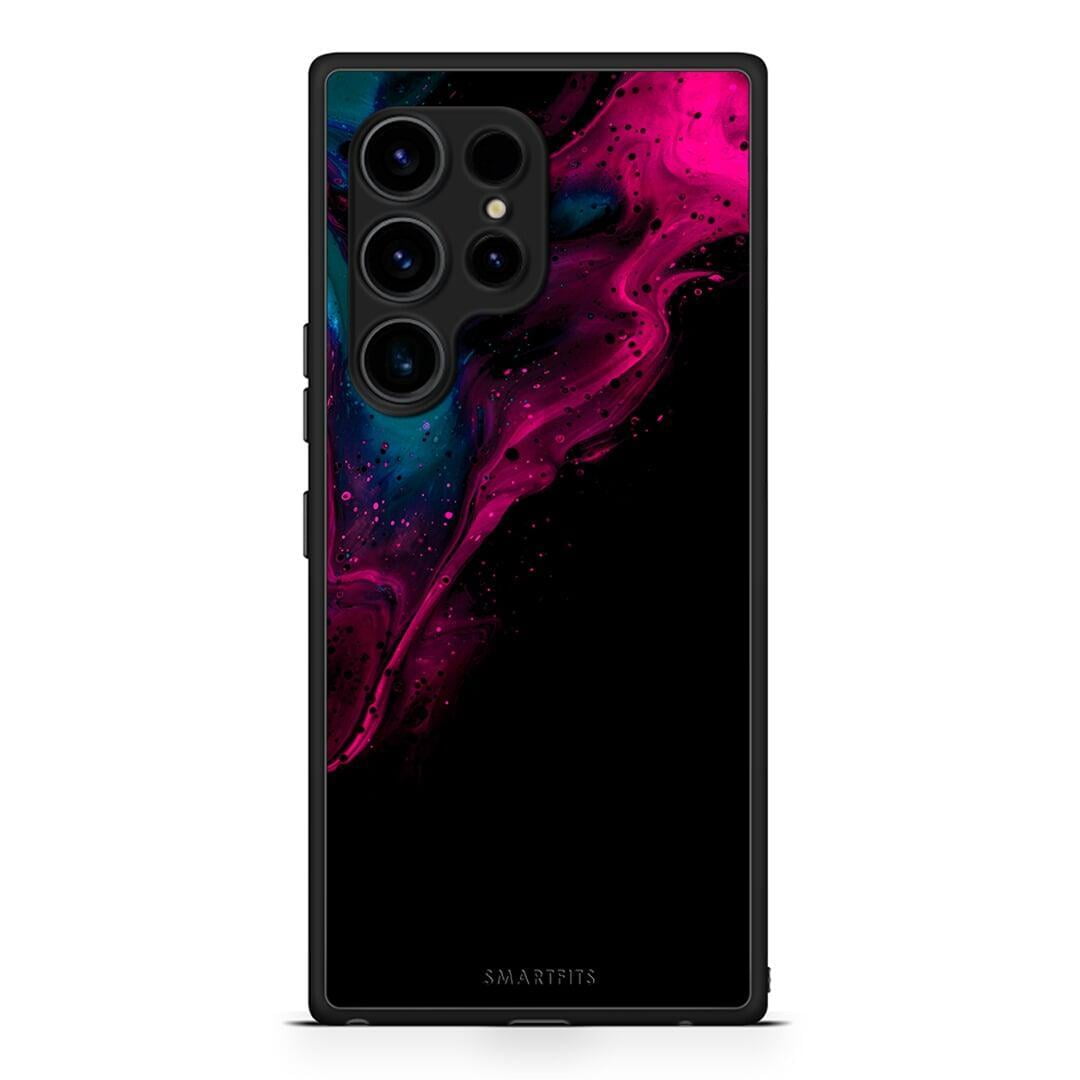 Θήκη Samsung Galaxy S23 Ultra Watercolor Pink Black από τη Smartfits με σχέδιο στο πίσω μέρος και μαύρο περίβλημα | Samsung Galaxy S23 Ultra Watercolor Pink Black Case with Colorful Back and Black Bezels