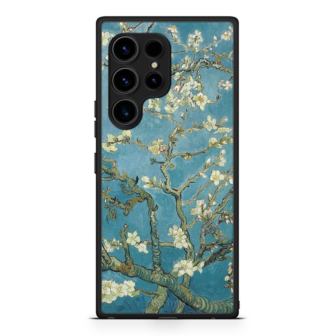 Θήκη Samsung Galaxy S23 Ultra White Blossoms από τη Smartfits με σχέδιο στο πίσω μέρος και μαύρο περίβλημα | Samsung Galaxy S23 Ultra White Blossoms Case with Colorful Back and Black Bezels
