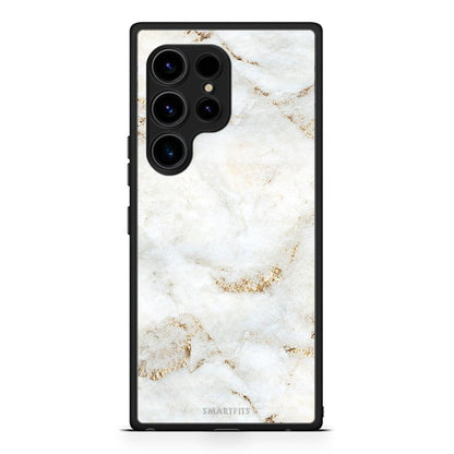 Θήκη Samsung Galaxy S23 Ultra White Gold Marble από τη Smartfits με σχέδιο στο πίσω μέρος και μαύρο περίβλημα | Samsung Galaxy S23 Ultra White Gold Marble Case with Colorful Back and Black Bezels