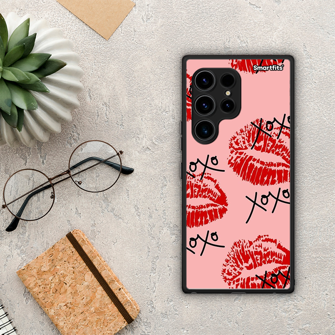 Θήκη Samsung Galaxy S23 Ultra XOXO Lips από τη Smartfits με σχέδιο στο πίσω μέρος και μαύρο περίβλημα | Samsung Galaxy S23 Ultra XOXO Lips Case with Colorful Back and Black Bezels