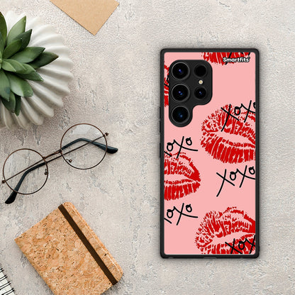 Θήκη Samsung Galaxy S23 Ultra XOXO Lips από τη Smartfits με σχέδιο στο πίσω μέρος και μαύρο περίβλημα | Samsung Galaxy S23 Ultra XOXO Lips Case with Colorful Back and Black Bezels