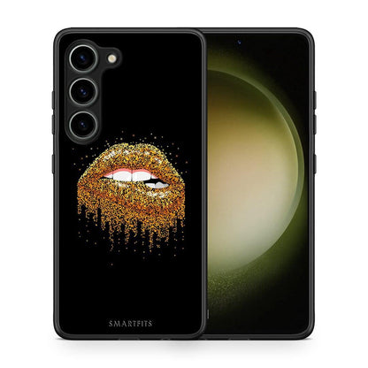 Θήκη Samsung Galaxy S23 Valentine Golden από τη Smartfits με σχέδιο στο πίσω μέρος και μαύρο περίβλημα | Samsung Galaxy S23 Valentine Golden Case with Colorful Back and Black Bezels