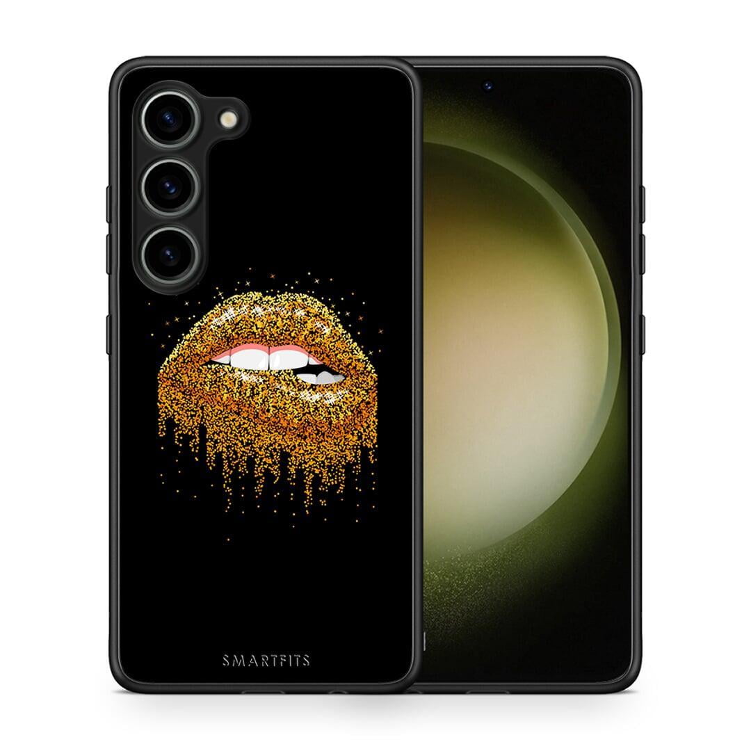 Θήκη Samsung Galaxy S23 Valentine Golden από τη Smartfits με σχέδιο στο πίσω μέρος και μαύρο περίβλημα | Samsung Galaxy S23 Valentine Golden Case with Colorful Back and Black Bezels