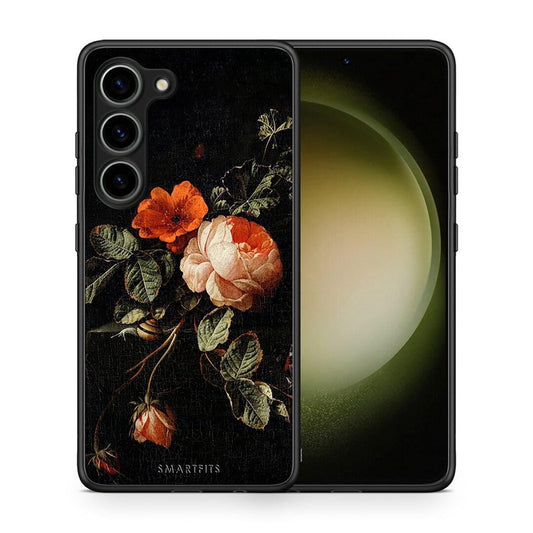 Θήκη Samsung Galaxy S23 Vintage Roses από τη Smartfits με σχέδιο στο πίσω μέρος και μαύρο περίβλημα | Samsung Galaxy S23 Vintage Roses Case with Colorful Back and Black Bezels