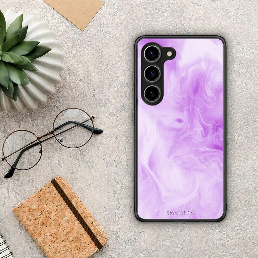Θήκη Samsung Galaxy S23 Watercolor Lavender από τη Smartfits με σχέδιο στο πίσω μέρος και μαύρο περίβλημα | Samsung Galaxy S23 Watercolor Lavender Case with Colorful Back and Black Bezels