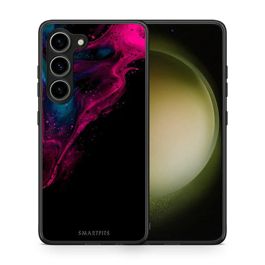 Θήκη Samsung Galaxy S23 Watercolor Pink Black από τη Smartfits με σχέδιο στο πίσω μέρος και μαύρο περίβλημα | Samsung Galaxy S23 Watercolor Pink Black Case with Colorful Back and Black Bezels