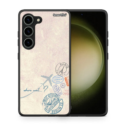 Θήκη Samsung Galaxy S23 Where Next από τη Smartfits με σχέδιο στο πίσω μέρος και μαύρο περίβλημα | Samsung Galaxy S23 Where Next Case with Colorful Back and Black Bezels